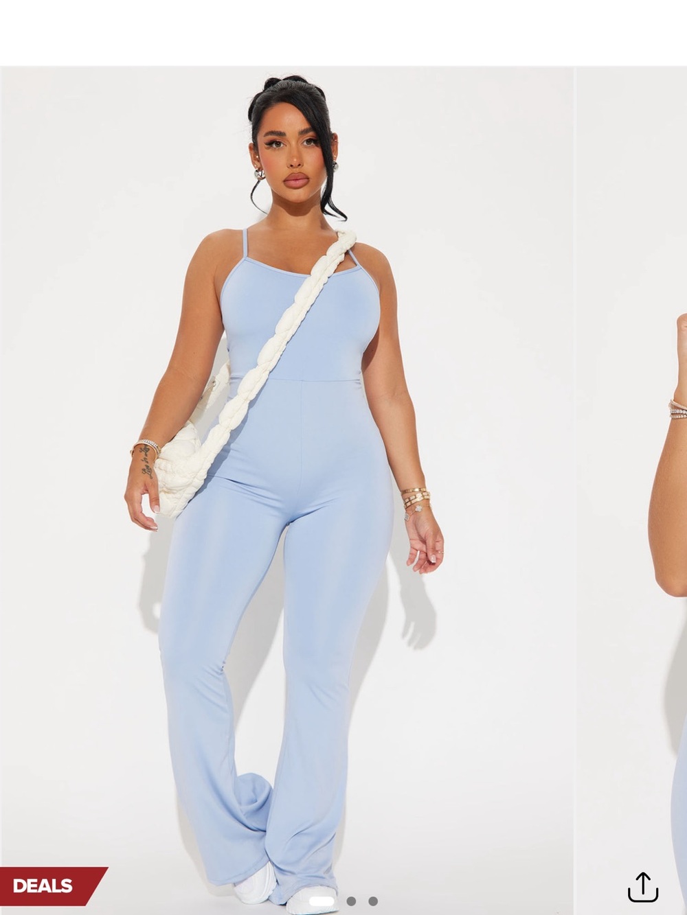 Fashion Nova Light Blue Spaghetti-Strap Jumpsuit